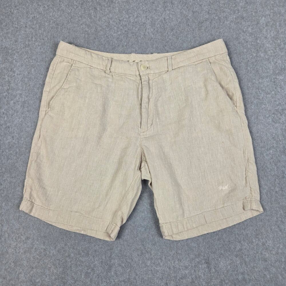 Porter & Ash Mens 36 Linen Blend Flat Front Chino Style Shorts